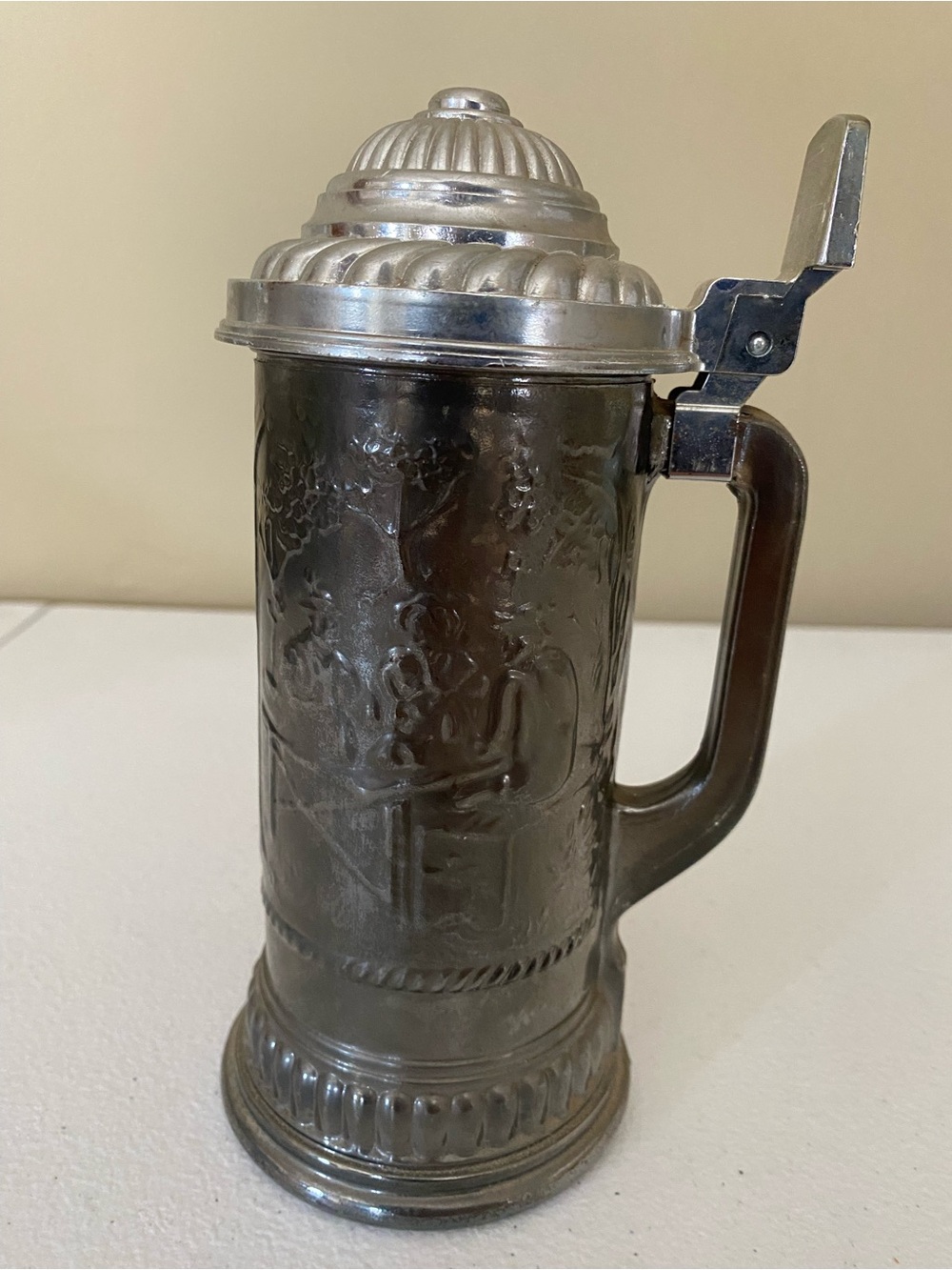 Vintage Avon Beer Stein Glass with Metallic Finish
